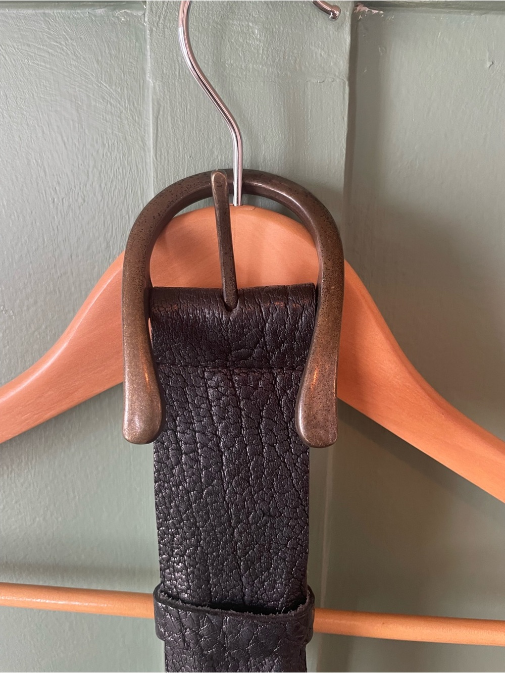 We the Free Black Leather Belt with Antiqued Metal Buckle